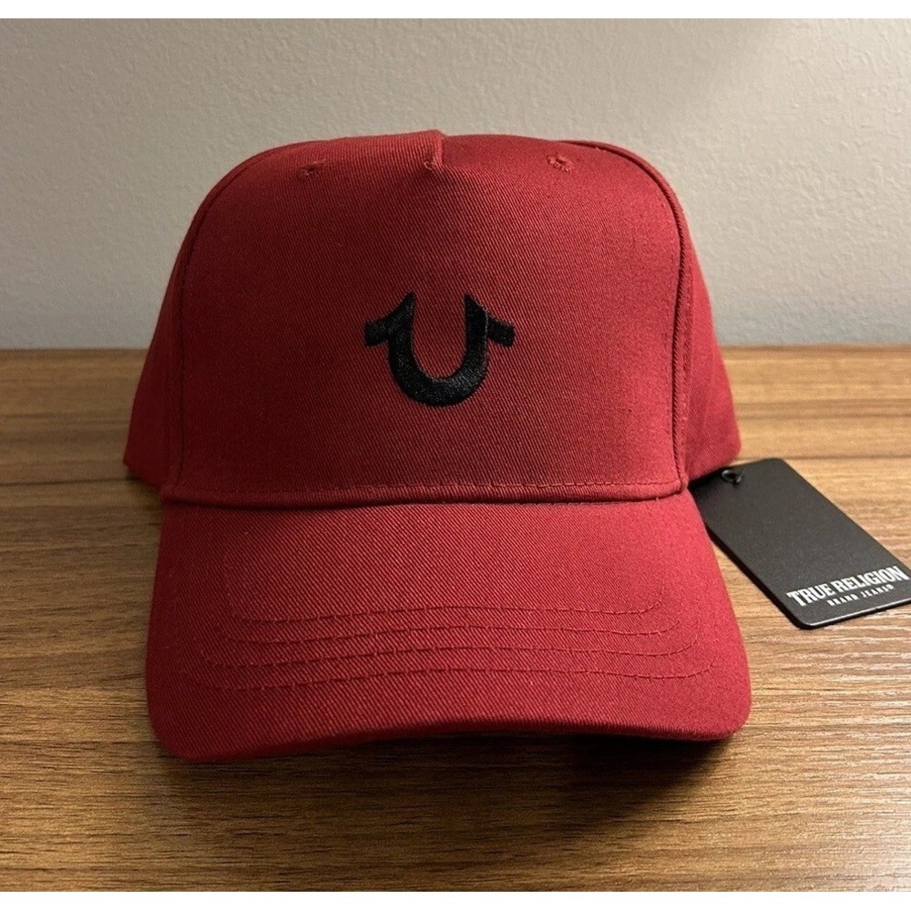 True Religion Horseshoe Logo Baseball Hat Cap Adjustable Snapback Red New